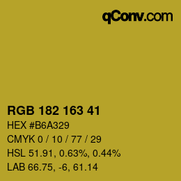 Color code: RGB 182 163 41 | qconv.com