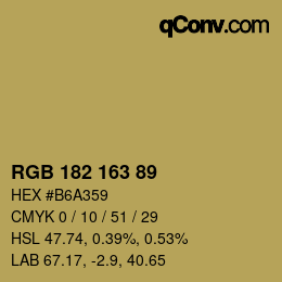カラーコード: RGB 182 163 89 | qconv.com