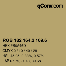カラーコード: RGB 182 164.2 109.6 | qconv.com