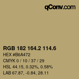 カラーコード: RGB 182 164.2 114.6 | qconv.com