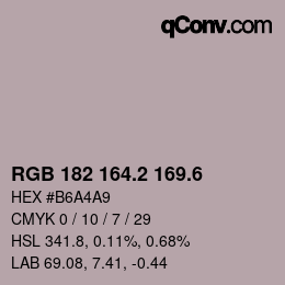 カラーコード: RGB 182 164.2 169.6 | qconv.com