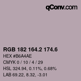 カラーコード: RGB 182 164.2 174.6 | qconv.com