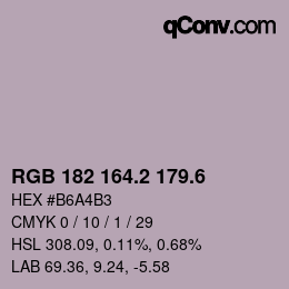 カラーコード: RGB 182 164.2 179.6 | qconv.com