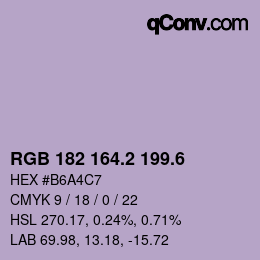 カラーコード: RGB 182 164.2 199.6 | qconv.com