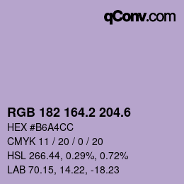 カラーコード: RGB 182 164.2 204.6 | qconv.com