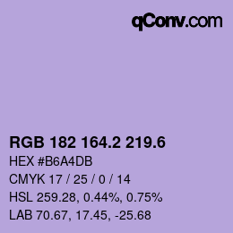 カラーコード: RGB 182 164.2 219.6 | qconv.com