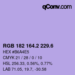 カラーコード: RGB 182 164.2 229.6 | qconv.com