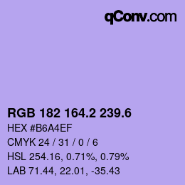 カラーコード: RGB 182 164.2 239.6 | qconv.com