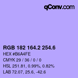 カラーコード: RGB 182 164.2 254.6 | qconv.com