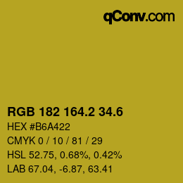 カラーコード: RGB 182 164.2 34.6 | qconv.com
