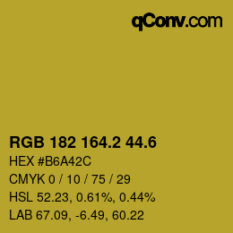 カラーコード: RGB 182 164.2 44.6 | qconv.com