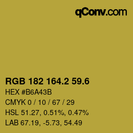 カラーコード: RGB 182 164.2 59.6 | qconv.com
