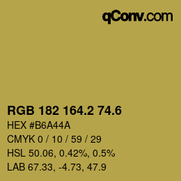 カラーコード: RGB 182 164.2 74.6 | qconv.com