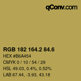 カラーコード: RGB 182 164.2 84.6 | qconv.com
