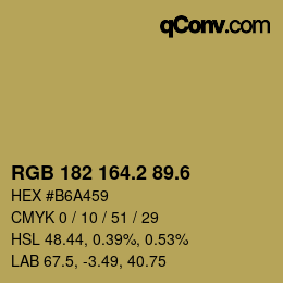 カラーコード: RGB 182 164.2 89.6 | qconv.com
