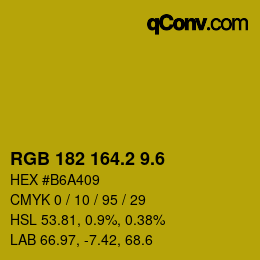 カラーコード: RGB 182 164.2 9.6 | qconv.com