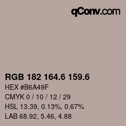 カラーコード: RGB 182 164.6 159.6 | qconv.com
