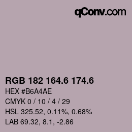 カラーコード: RGB 182 164.6 174.6 | qconv.com