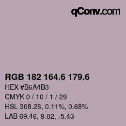 カラーコード: RGB 182 164.6 179.6 | qconv.com