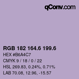 カラーコード: RGB 182 164.6 199.6 | qconv.com
