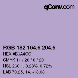 カラーコード: RGB 182 164.6 204.6 | qconv.com