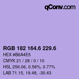 カラーコード: RGB 182 164.6 229.6 | qconv.com