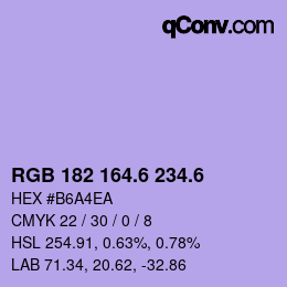 カラーコード: RGB 182 164.6 234.6 | qconv.com