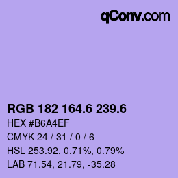カラーコード: RGB 182 164.6 239.6 | qconv.com