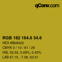 カラーコード: RGB 182 164.6 34.6 | qconv.com