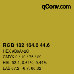 カラーコード: RGB 182 164.6 44.6 | qconv.com