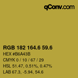 カラーコード: RGB 182 164.6 59.6 | qconv.com