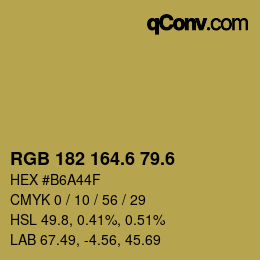 カラーコード: RGB 182 164.6 79.6 | qconv.com