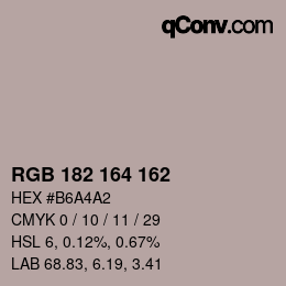 Color code: RGB 182 164 162 | qconv.com