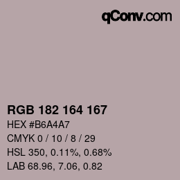 Código de color: RGB 182 164 167 | qconv.com