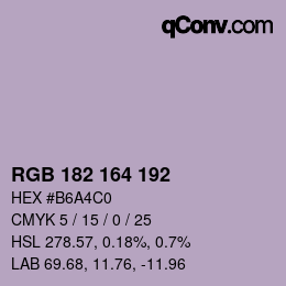Color code: RGB 182 164 192 | qconv.com