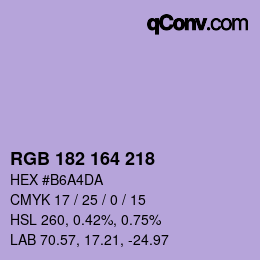 Color code: RGB 182 164 218 | qconv.com