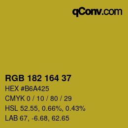 Color code: RGB 182 164 37 | qconv.com