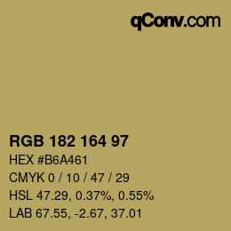 カラーコード: RGB 182 164 97 | qconv.com