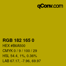 Color code: RGB 182 165 0 | qconv.com