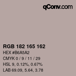 Color code: RGB 182 165 162 | qconv.com