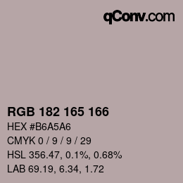 カラーコード: RGB 182 165 166 | qconv.com