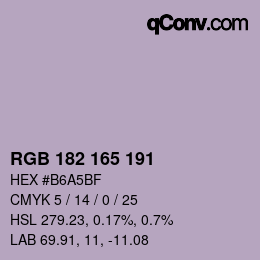 Color code: RGB 182 165 191 | qconv.com