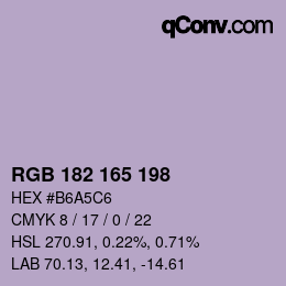 Color code: RGB 182 165 198 | qconv.com