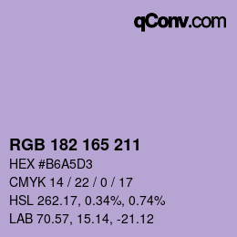 カラーコード: RGB 182 165 211 | qconv.com