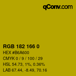 Color code: RGB 182 166 0 | qconv.com