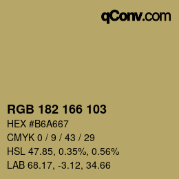 カラーコード: RGB 182 166 103 | qconv.com