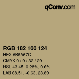 Color code: RGB 182 166 124 | qconv.com