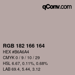 Color code: RGB 182 166 164 | qconv.com