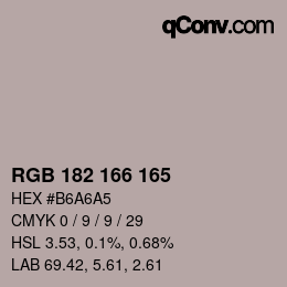 カラーコード: RGB 182 166 165 | qconv.com