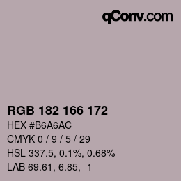 Color code: RGB 182 166 172 | qconv.com